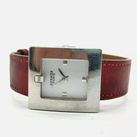 Hermes Watch BE1.210 Belt Watch 26mm Women's Silver X Burgundy - Picture 2 of 9